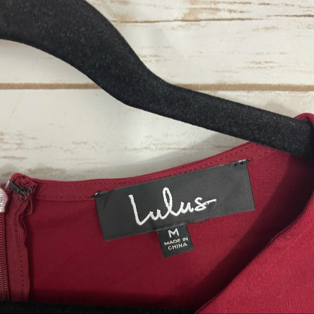 Lulu’s Burgundy Cumulonimbus Skater Dress NWT - Picture 4 of 8
